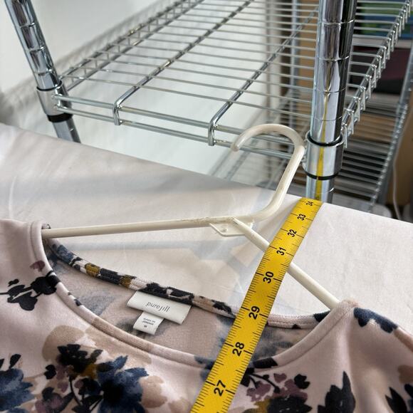 J Jill Pure Jill Pink Navy Blue Floral Top Size M Cottagecore Dark Coastal Boho - Picture 3 of 11